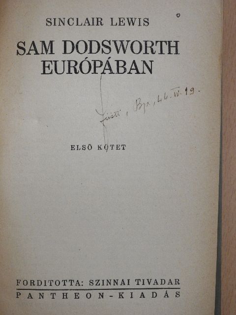 Sinclair Lewis - Sam Dodsworth Európában I-II. [antikvár]