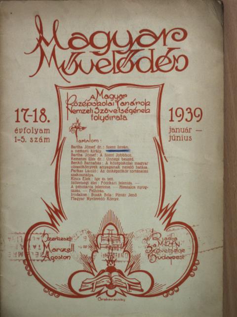 Bartha József - Magyar Művelődés 1939. január-június [antikvár]