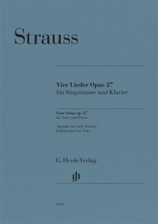 STRAUSS RICHARD - VIER LIEDER OPUS 27 FÜR SINGSTIMME UND KLAVIER. AUSG. FÜR TIEFE STIMME