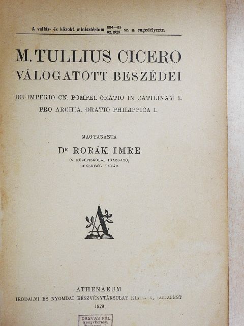 M. Tullius Cicero - M. Tullius Cicero válogatott beszédei/Szövegmagyarázat [antikvár]