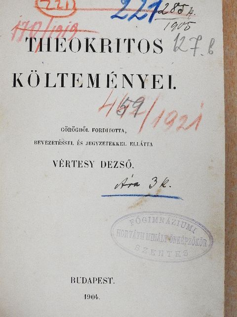 Theokritos - Theokritos költeményei [antikvár]