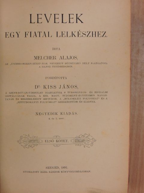Melcher Alajos - Levelek egy fiatal lelkészhez I-II. [antikvár]