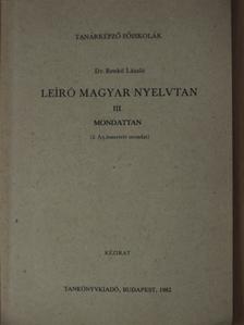 Dr. Benkő László - Leíró magyar nyelvtan III/2 [antikvár]
