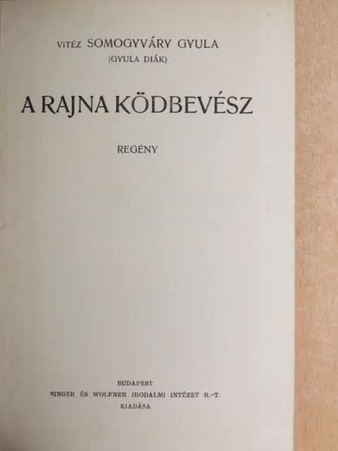 Somogyváry Gyula - A Rajna ködbevész [antikvár]