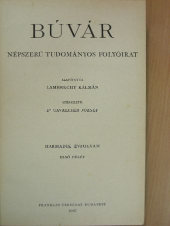 Anghi Csaba G. - Búvár 1937. január-június (fél évfolyam) [antikvár]