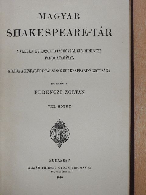 Beöthy Zsolt - Magyar Shakespeare-tár VIII. [antikvár]
