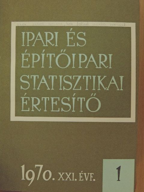Dr. Kovácsházi Iván - Ipari és Építőipari Statisztikai Értesítő 1970. január-december [antikvár]