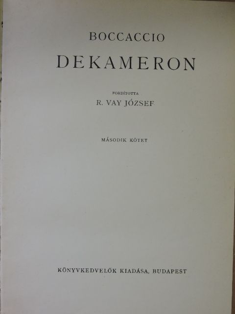 Giovanni Boccaccio - Dekameron II. (töredék) [antikvár]