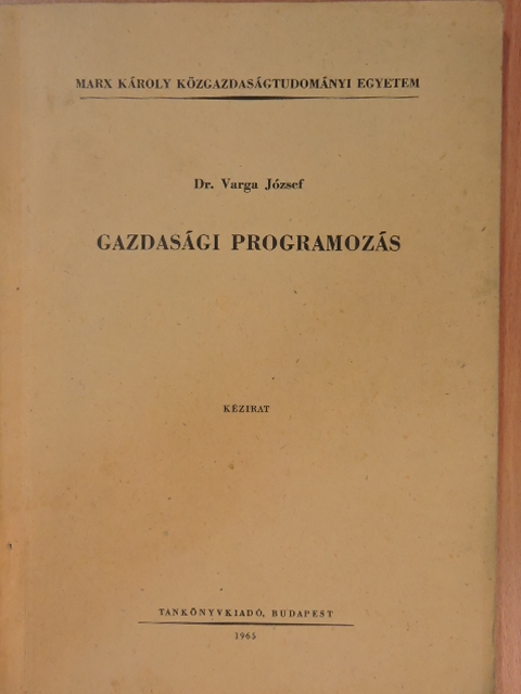 Dr. Varga József - Gazdasági programozás [antikvár]