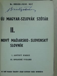 Dr. Orbán Gábor - Új magyar-szlovák szótár II. [antikvár]