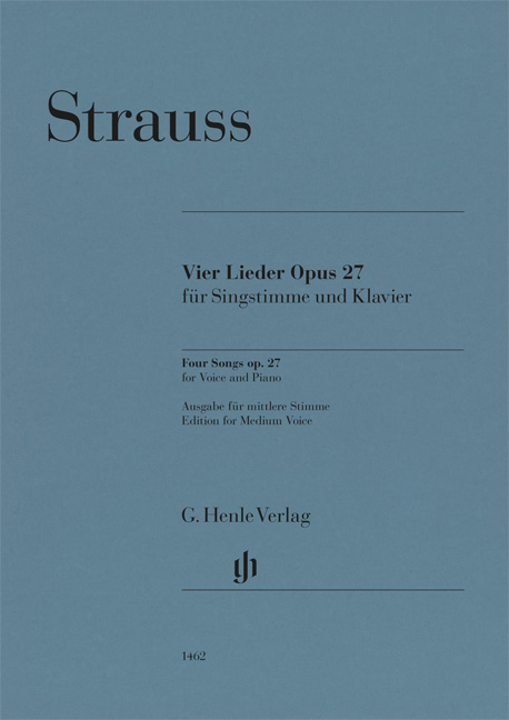 STRAUSS RICHARD - VIER LIEDER OPUS 27 FÜR SINGSTIMME UND KLAVIER. AUS. FÜR MITTLERE STIMME