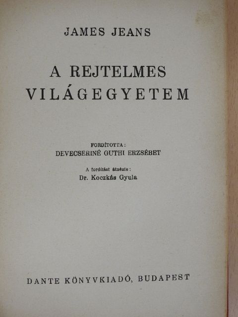 James Jeans - A rejtelmes világegyetem [antikvár]