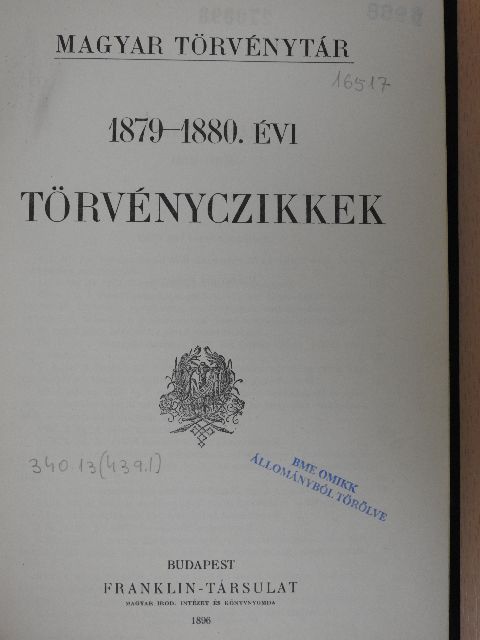 Dr. Csiky Kálmán - 1879-1880. évi törvényczikkek [antikvár]