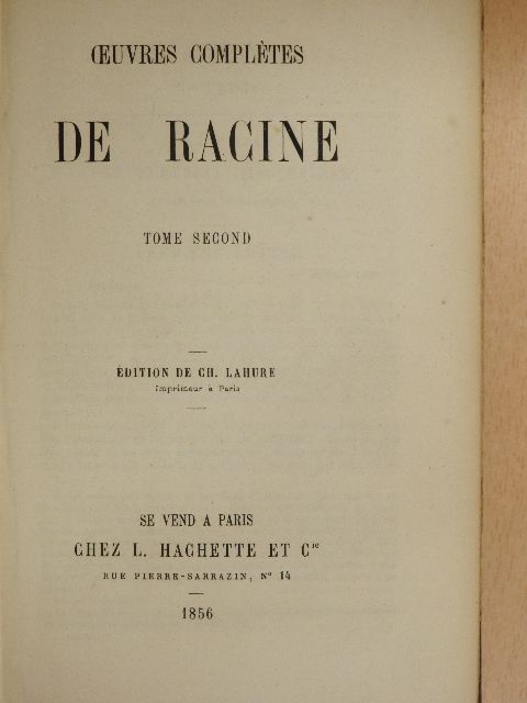 Jean Racine - Oeuvres complétes de Racine II. [antikvár]