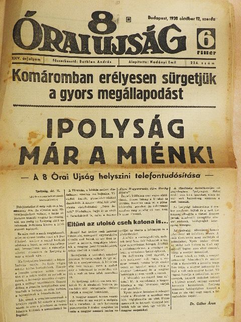 Dr. Gábor Áron - 8 Órai Ujság 1938. október 12. [antikvár]