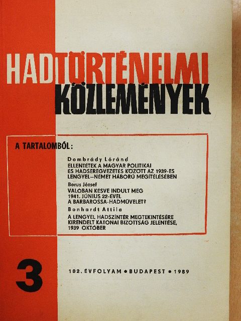 Ágh Attila - Hadtörténelmi Közlemények 1989/3. [antikvár]