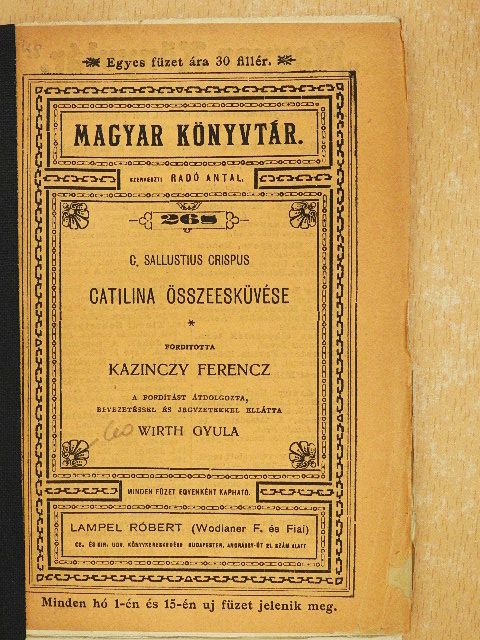 C. Sallustius Crispus - Catilina összeesküvése [antikvár]