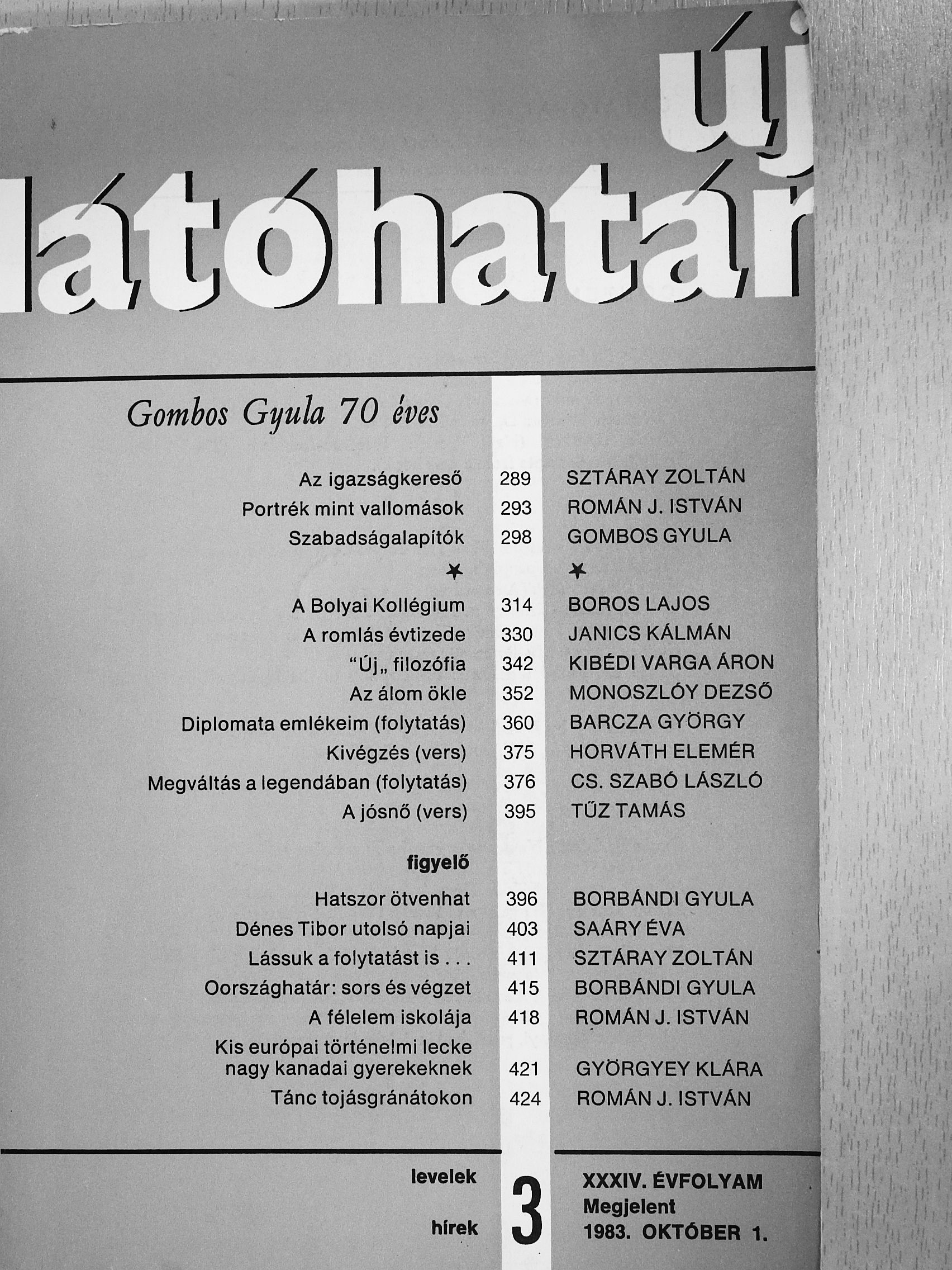 Boros Lajos - Új látóhatár 1983. október 1. [antikvár]
