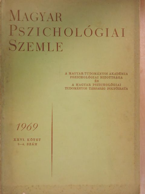 Bakonyi Pál - Magyar Pszichológiai Szemle 1969/3-4. [antikvár]