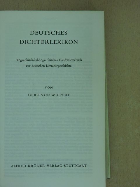Gero von Wilpert - Deutsches Dichterlexikon [antikvár]