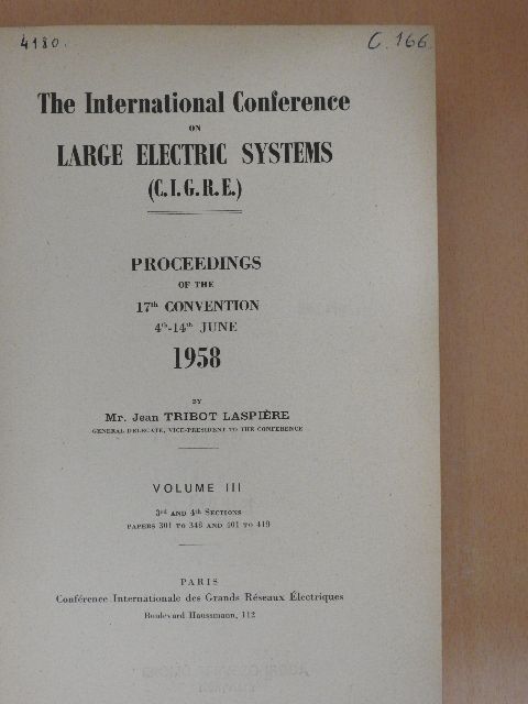 D. Hamdi Sepen - The International Conference on Large Electric Systems (C. I. G. R. E.) [antikvár]