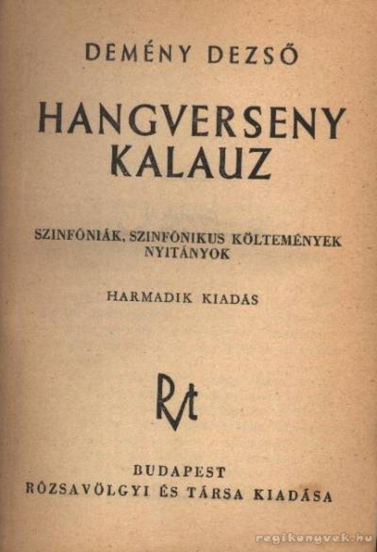 DEMÉNY DEZSŐ - Hangverseny kalauz [antikvár]