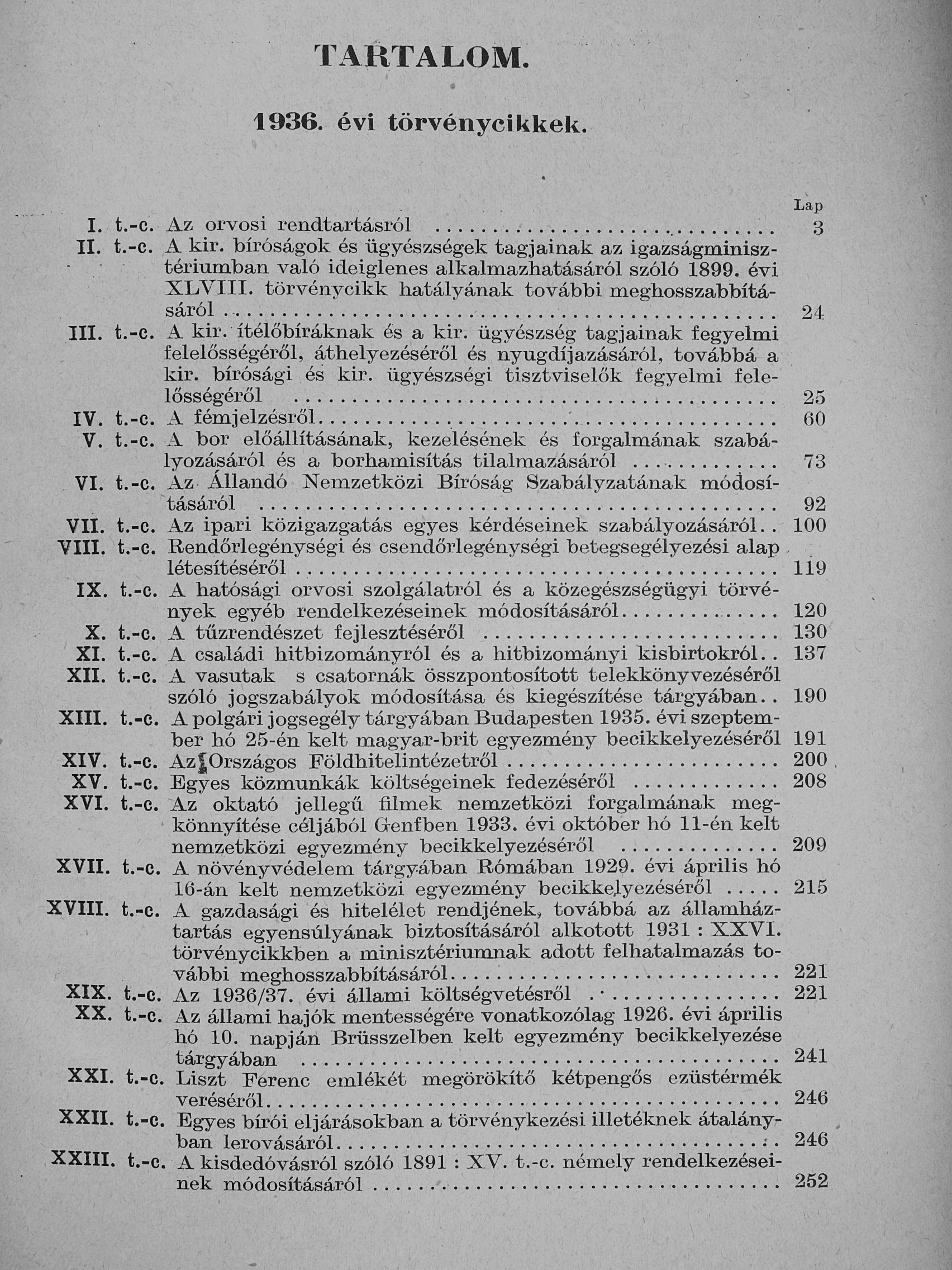 1936. évi törvénycikkek [antikvár]