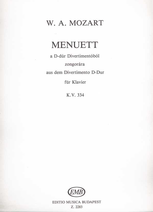 MOZART - MENUETT A D-DÚR DIVERTIMENTÓBÓL ZONGORÁRA