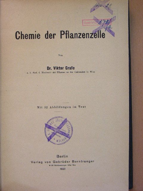 Dr. Viktor Grafe - Chemie der Pflanzenzelle [antikvár]