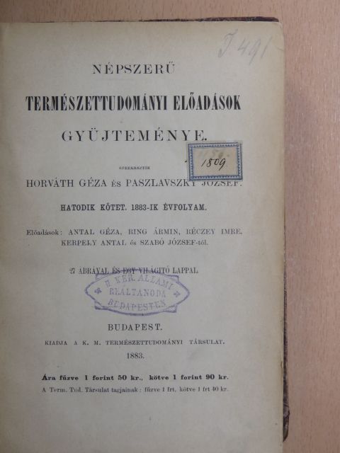 Dr. Antal Géza - Népszerű természettudományi előadások gyüjteménye VI-VII/37-46. [antikvár]