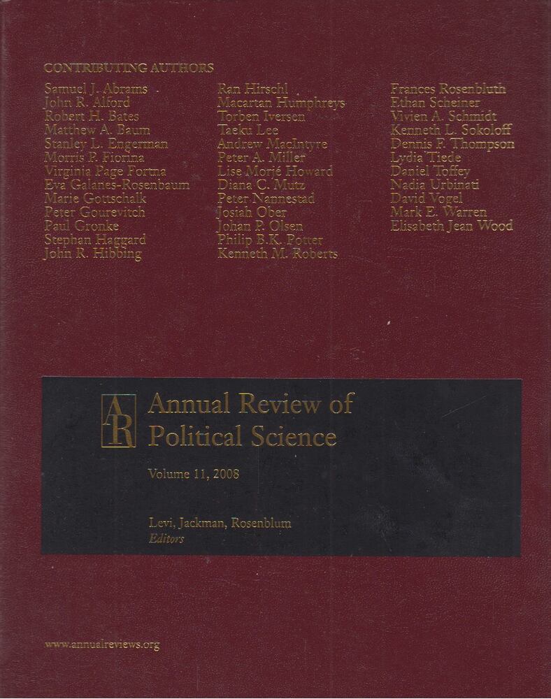 Margaret Levi - Annual Review of Political Science Volume 11. 2008 [antikvár]