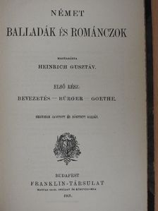 Gottfried August Bürger - Német balladák és románczok I. [antikvár]