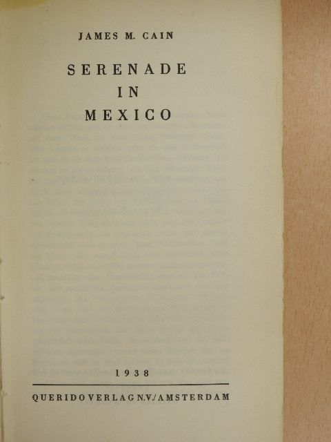 James M. Cain - Serenade in Mexico [antikvár]