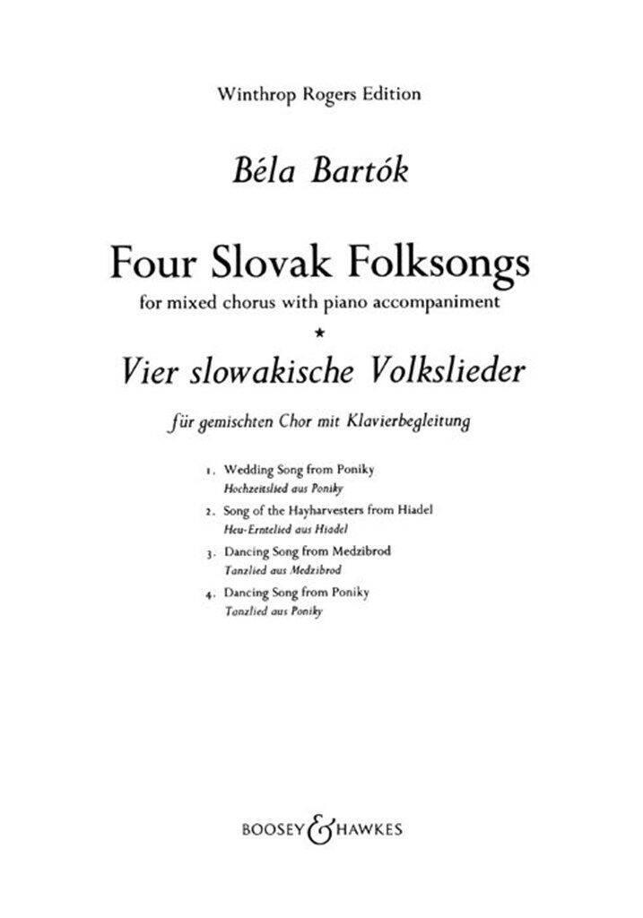 Bartók Béla - FIVE SLOVAK FOLKSONGS FOR 4-PART MALE CHORUS T.T.B.B. A CAPPELLA