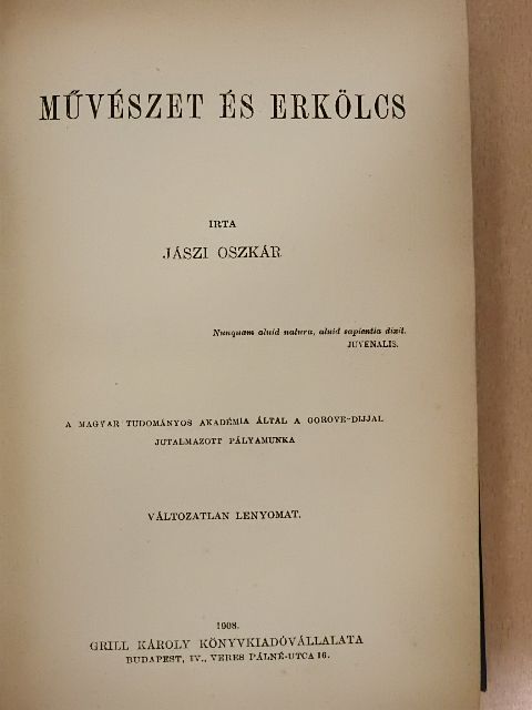 Jászi Oszkár - Művészet és erkölcs [antikvár]