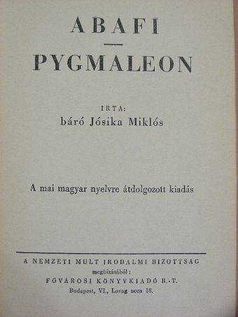 Báró Jósika Miklós - Abafi/Pygmaleon [antikvár]