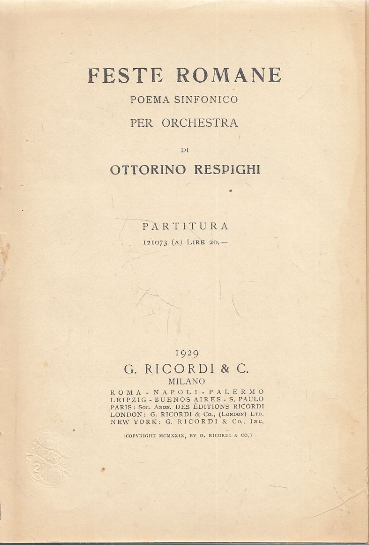 OTTORINO RESPIGHI - Feste Romane [antikvár]