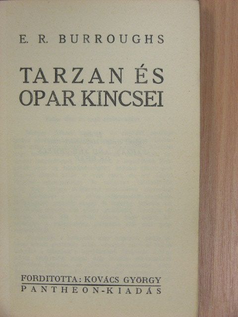E. R. Burroughs - Tarzan és Opar kincsei [antikvár]