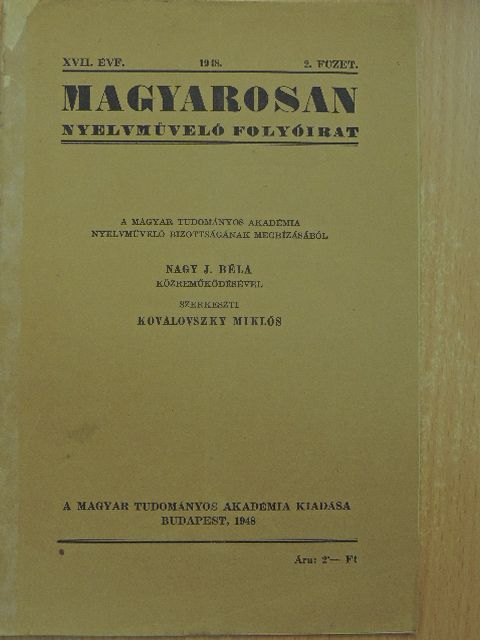 Benkő Loránd - Magyarosan 1948/2. [antikvár]