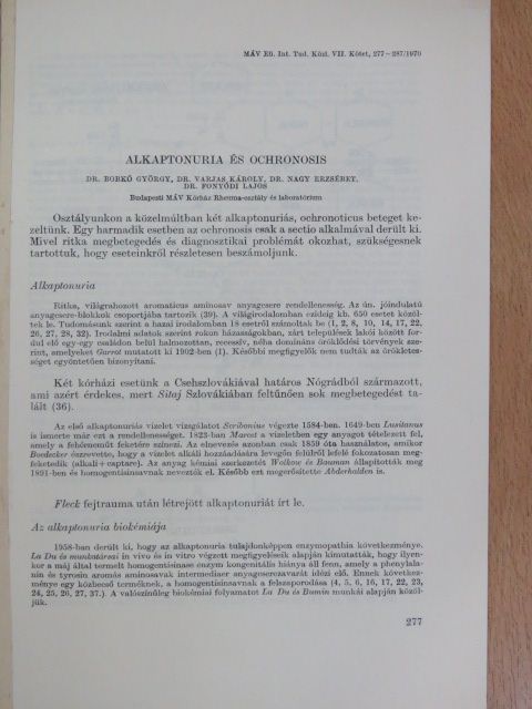 Dr. Bobkó György - Alkaptonuria és ochronosis [antikvár]