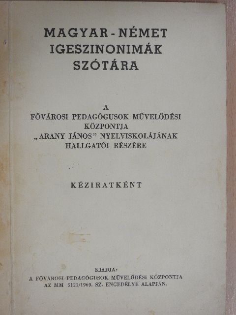 Magyar-német igeszinonimák szótára [antikvár]