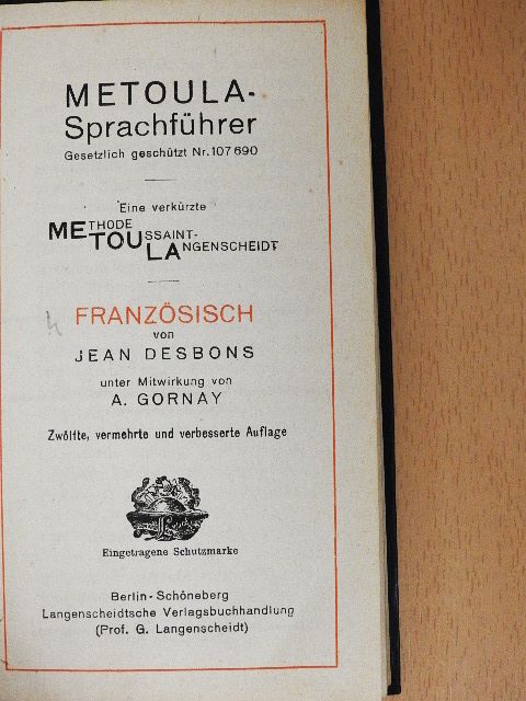 A. Gornay - Metoula-Sprachführer - Französisch (gótbetűs) [antikvár]