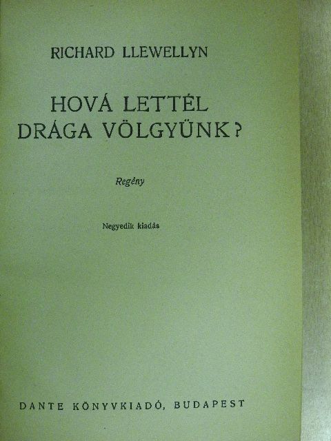 Richard Llewellyn - Hová lettél drága völgyünk? [antikvár]