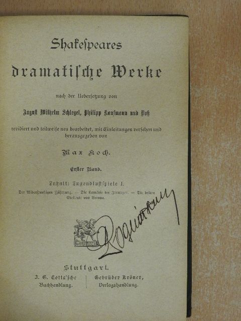 Shakespeare - Shakespeares dramatische Werke 1. (gótbetűs)  [antikvár]