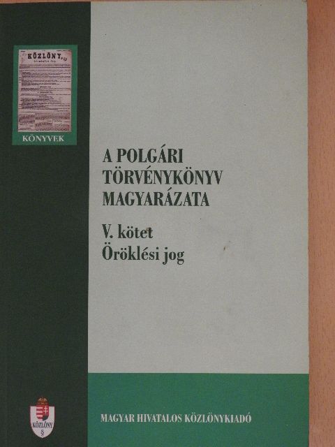Dr. Boóc Ádám - A polgári törvénykönyv magyarázata V. [antikvár]