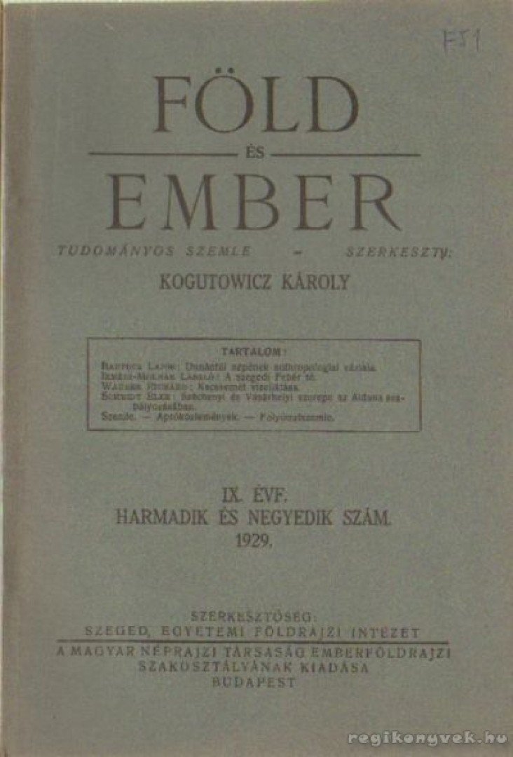 Kogutowicz Károly - Föld és ember 1929. IX. évf. 3-4. szám [antikvár]