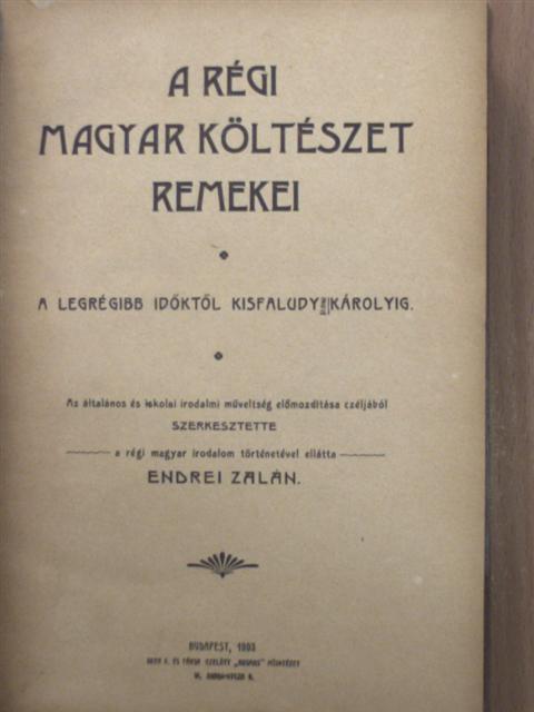 Anvos Pál - A régi magyar költészet remekei [antikvár]