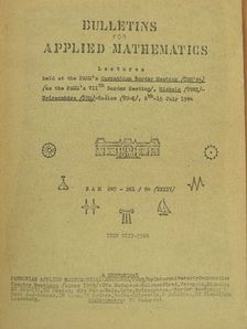 Dr. Francis Fazekas - Bulletins for Applied Mathematics 247-261/84 (XXXIV) [antikvár]