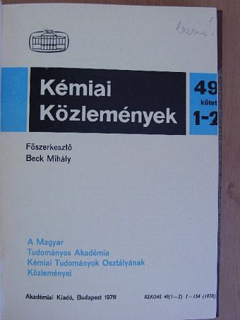 Berényi Dénes - Kémiai Közlemények 1978/1-4. [antikvár]