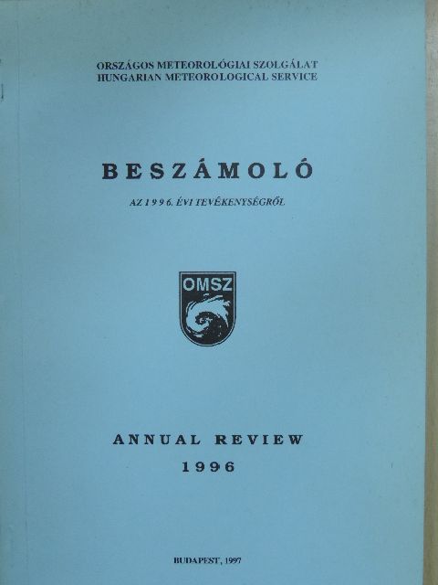 Bereczky László - Beszámoló az 1996. évi tevékenységről [antikvár]